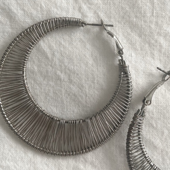 Silver Hoop Earings - Picture 2 of 3